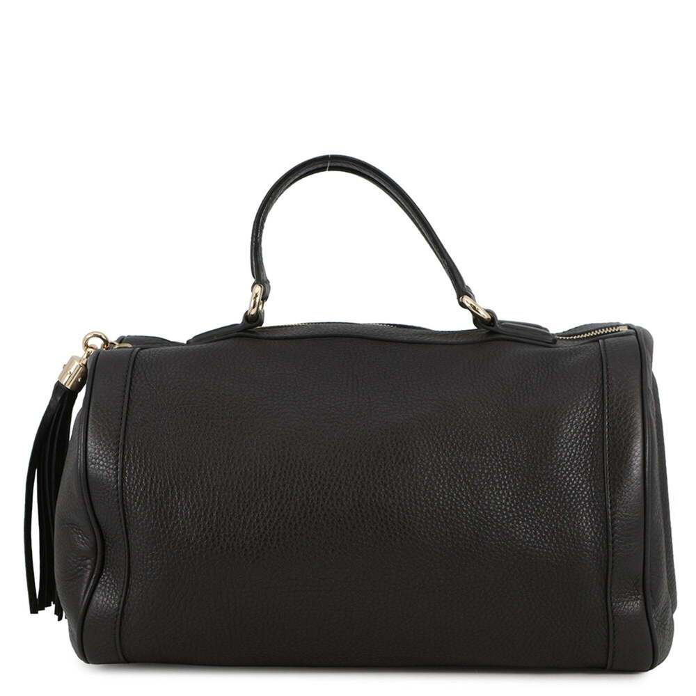 GUCCI Authentic Black Leather Boston Bag